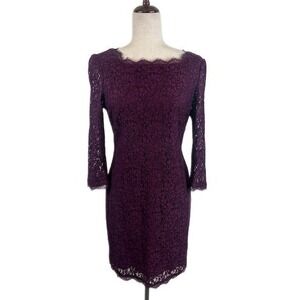 Adrianna Papell Deep Purple Lace Dress